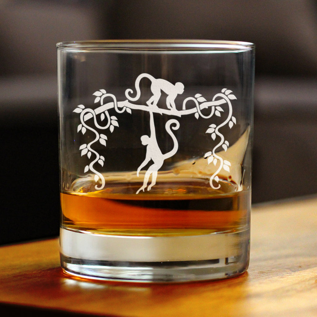 Monkey Rocks Glass - Fun Wild Animal Themed Decor and Gifts for Lovers of Apes and Monkeys - 10.25 Oz Glasses