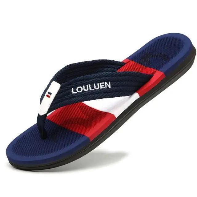 Casual  Men Blue Summer Flip Flops High Quality Men Flip Flops Breathable Beach Slippers Outdoor Cool Simple Design Comfortable Walking Sandals