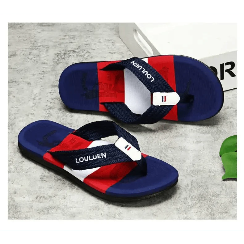 Casual  Men Blue Summer Flip Flops High Quality Men Flip Flops Breathable Beach Slippers Outdoor Cool Simple Design Comfortable Walking Sandals