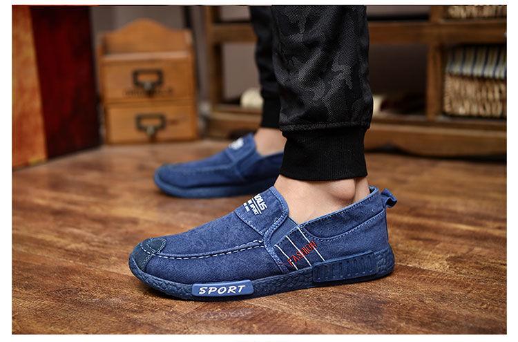 Summer Slip On Men's Casual Shoes Rubber Solid Mens Canvas Shoes Lightweight Waterproof Flat Casual Sneakers Loafer Shoes Casual Canvas Indoor Loafers