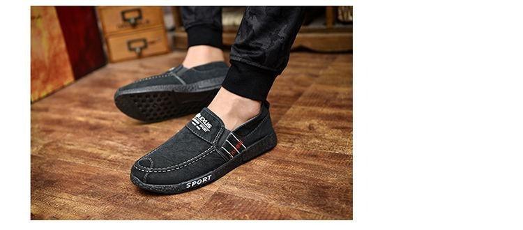 Summer Slip On Men's Casual Shoes Rubber Solid Mens Canvas Shoes Lightweight Waterproof Flat Casual Sneakers Loafer Shoes Casual Canvas Indoor Loafers