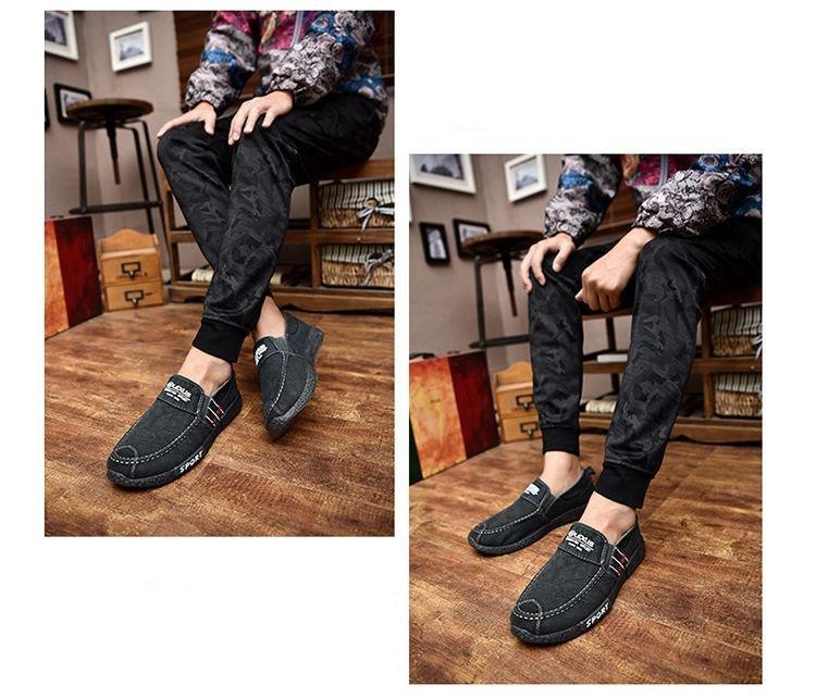Summer Slip On Men's Casual Shoes Rubber Solid Mens Canvas Shoes Lightweight Waterproof Flat Casual Sneakers Loafer Shoes Casual Canvas Indoor Loafers