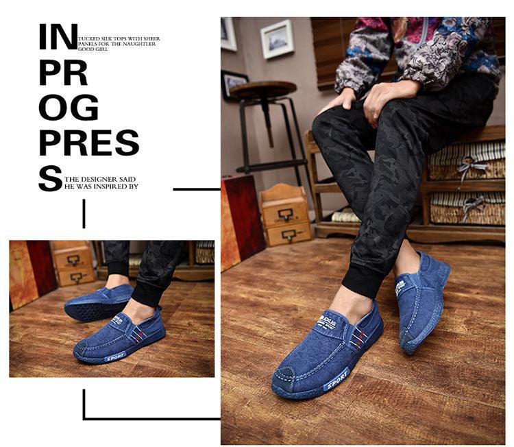 Summer Slip On Men's Casual Shoes Rubber Solid Mens Canvas Shoes Lightweight Waterproof Flat Casual Sneakers Loafer Shoes Casual Canvas Indoor Loafers