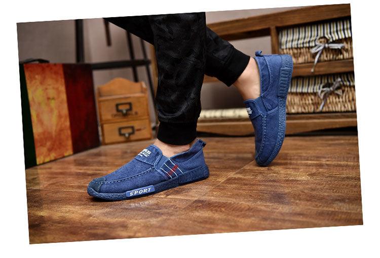 Summer Slip On Men's Casual Shoes Rubber Solid Mens Canvas Shoes Lightweight Waterproof Flat Casual Sneakers Loafer Shoes Casual Canvas Indoor Loafers