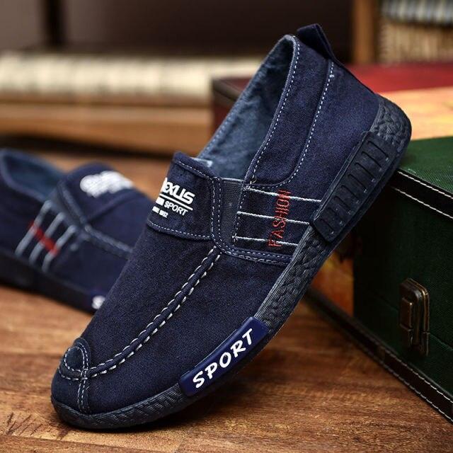Summer Slip On Men's Casual Shoes Rubber Solid Mens Canvas Shoes Lightweight Waterproof Flat Casual Sneakers Loafer Shoes Casual Canvas Indoor Loafers