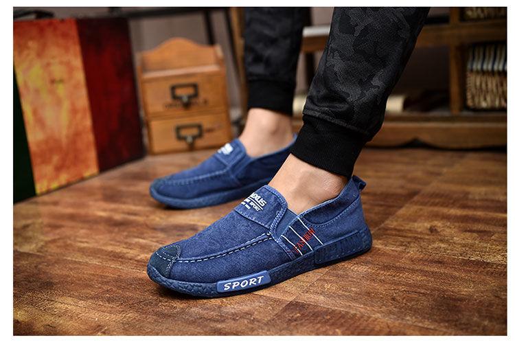 Summer Slip On Men's Casual Shoes Rubber Solid Mens Canvas Shoes Lightweight Waterproof Flat Casual Sneakers Loafer Shoes Casual Canvas Indoor Loafers